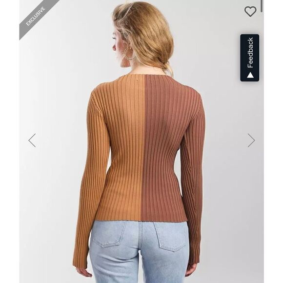 Red by BKE Ribbed Color Block Top, women’s XL - Picture 6 of 7